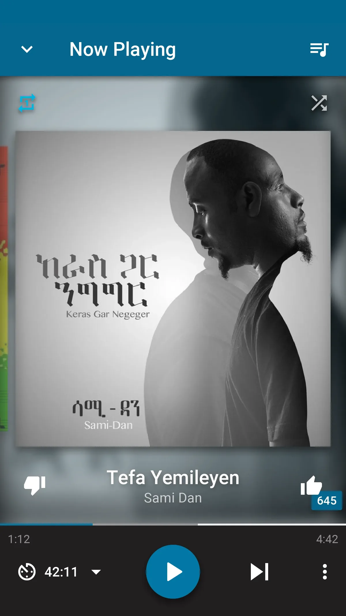ArifZefen now playing screen with album art and playback controls