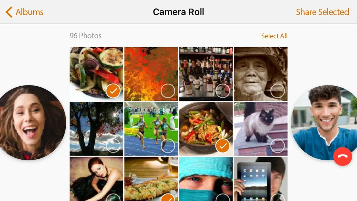 Fundue shared photo grid, browsed together during a call
