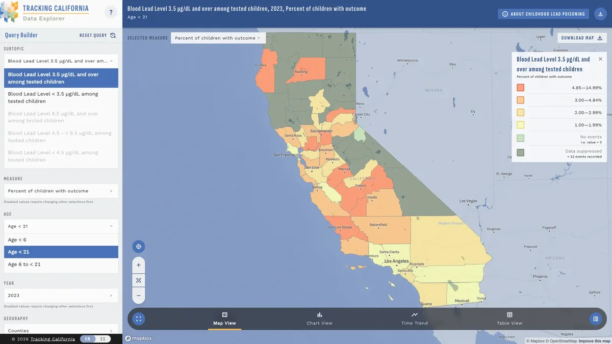 Tracking California choropleth map view